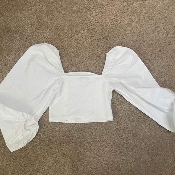 Topshop White Dramatic Sleeve Blouse - Picture 6 of 6